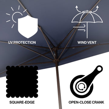 Sidney 9 ft. Classic MidCentury Rectangular Half Market Patio Umbrella